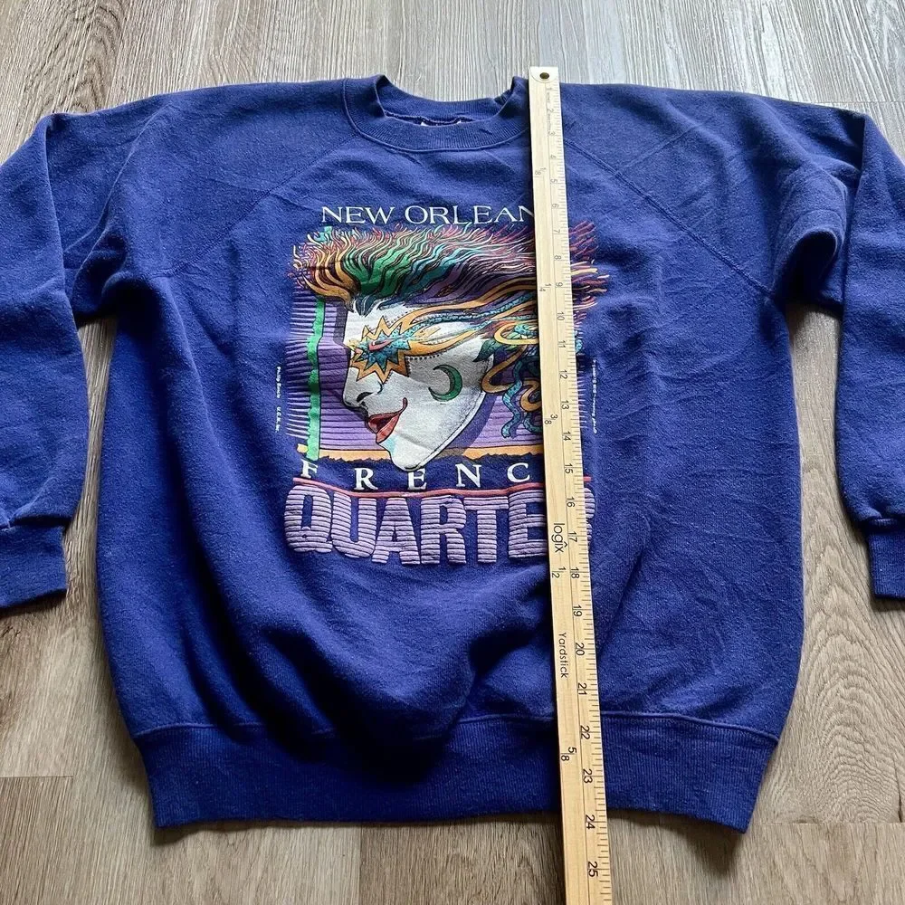 Vintage NEW ORLEANS FRENCH QUARTER 1989 Purple Crewneck Sweatshirt Large Unisex